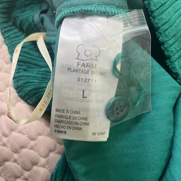 NWT Farm Rio Corduroy Wide Leg Pants Size L Green High waist - Picture 10 of 11